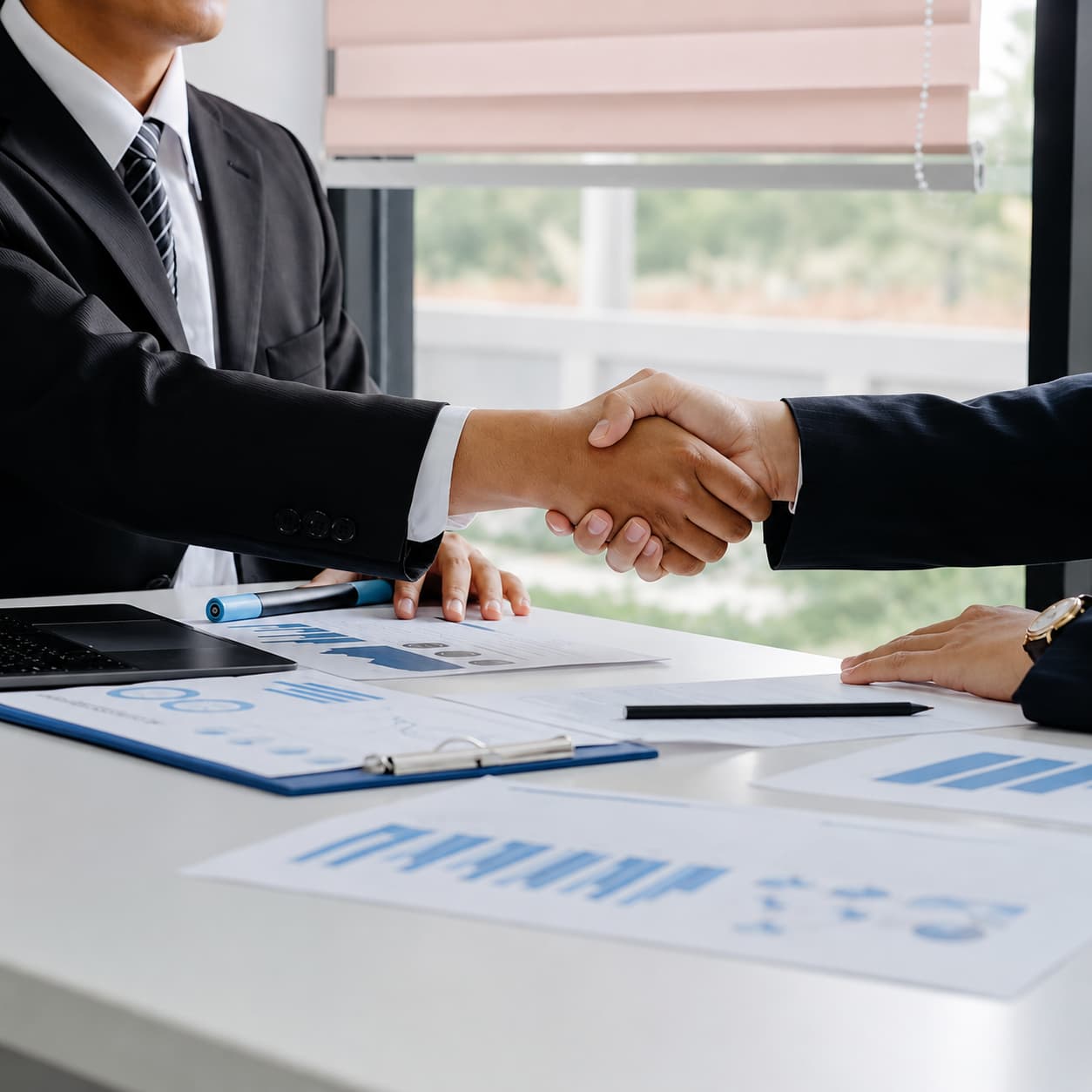 Long-term wholesale partnership handshake